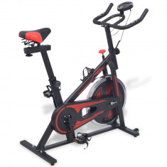 Bicicleta antrenament fitness, cu senzor puls, negru si rosu GartenMobel Dekor