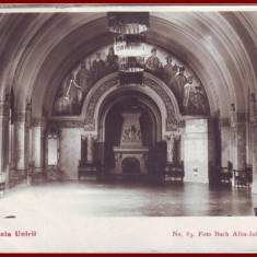 1929 CP ilustrata Interior Sala Unirii Alba Iulia trimisa de la Serbarile Unirii