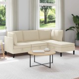 vidaXL Set de mobilier pentru living 4 pcs Crem Țesătură 3413780
