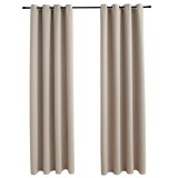 Cumpara ieftin Draperii opace cu inele metalice, 2 buc., bej, 140 x 245 cm