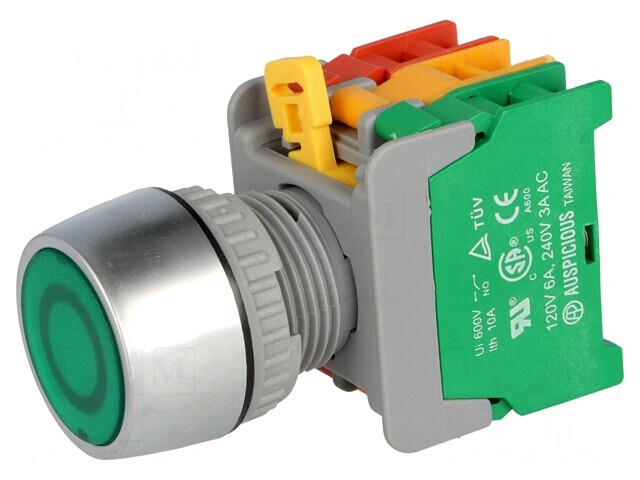 Comutator cu apăsare 22mm 2 NC NO