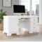 Birou VMB, clasic, 3 sertare, usa, polita tastatura, Pal Melaminat, insertii MDF, Alb Antichizat