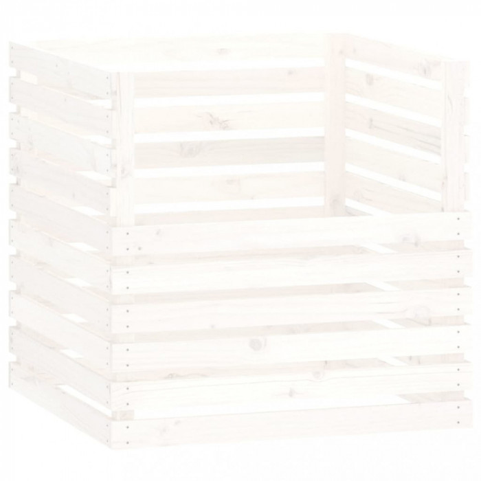 Compostor, alb, 80x80x78 cm, lemn masiv de pin