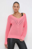 Morgan pulover de bumbac culoarea roz