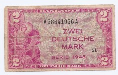 Germania 2 Deutsche Mark 1948 - U.S. Army Command, 58641956, P-3