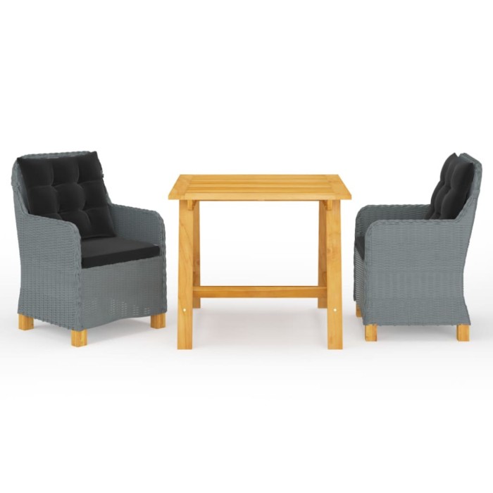 vidaXL Set de masă pentru grădină, 3 piese, gri deschis 3068734
