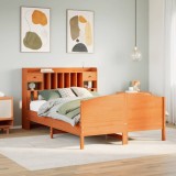 VidaXL Pat cu bibliotecă fără saltea maro 140x190 cm lemn masiv de pin 3323151