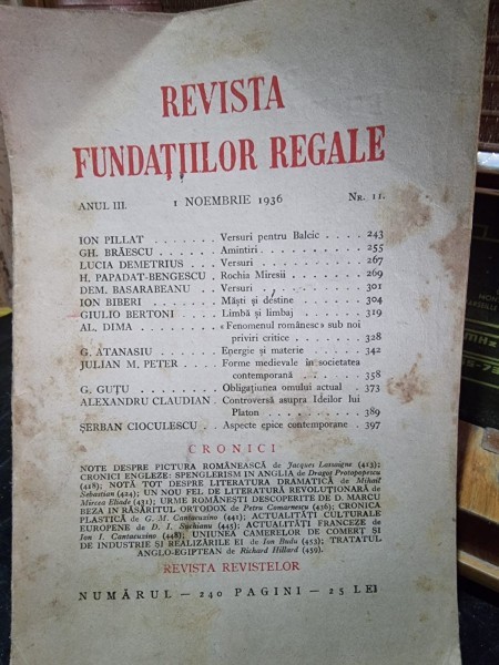 Revista Fundatiilor Regale - Anul III 1 Noiembrie 1936 Nr. 11
