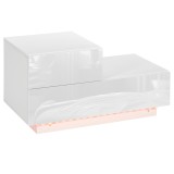 Noptieră LED Modernă HOMCOM | 16 Culori RGB cu Telecomandă | 2 Sertare | PAL | 70x37x38 cm | Alb | Aosom Romania
