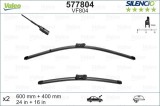 Set 2 Stergatoare Parbriz Valeo Silencio Flat Blade 577804, Cauciuc+Grafit, Universal, Lungime 650/530mm, Compatibil Citroen, Peugeot, Opel