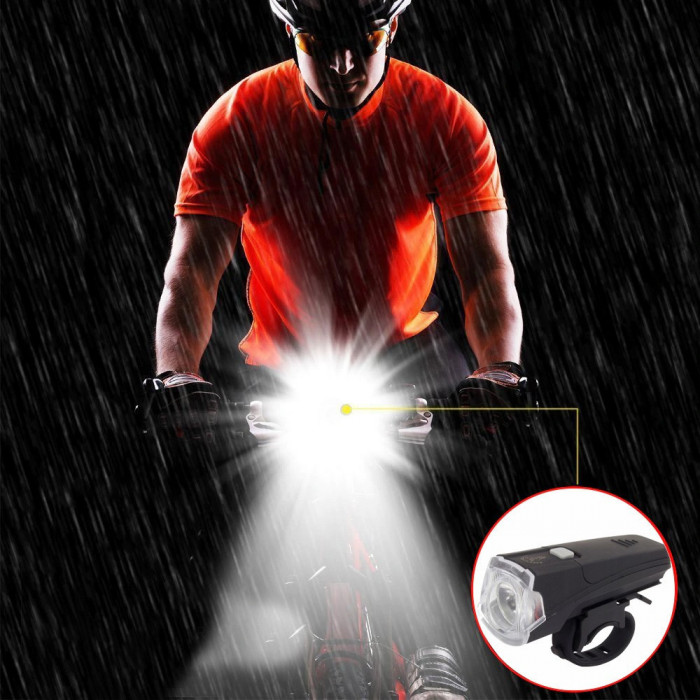 Lanterna led bicicleta, 180 lm, 3 moduri iluminare, clema fixare ghidon