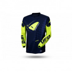 MBS Tricou motocross/enduro Ufo Plast Kimura, albastru/galben-neon, L, Cod Produs: MG04490NDFLL