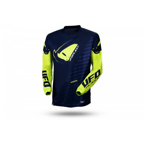 MBS Tricou motocross/enduro Ufo Plast Kimura, albastru/galben-neon, M, Cod Produs: MG04490NDFLM