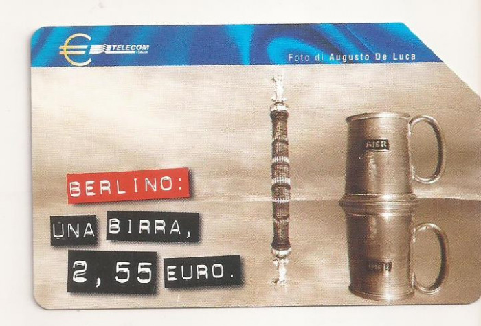 CT1-Cartela Telefonica -Telecom Italia -10000 Lire-5,16 Euro - Berlino:Una Birra