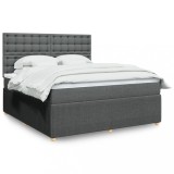 Gossi pat box spring cu saltea, gri inchis, 180x200 cm, textil