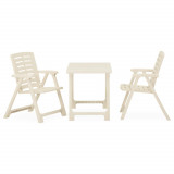 Set mobilier de bistro pliabil, 3 piese, alb, plastic