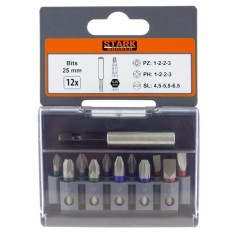 Set 12 Biti cu Adaptor Magnetic STARK BOHRER, PH 1-2-2-3, PZ 1-2-2-3, SL 4,5-5,5-6,5, Carcasa de Plastic, Biti cu Adaptor Magnetic, Set de Biti pentru foto