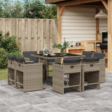 Cumpara ieftin Gossi set mobilier gradina cu perne, 9 piese, gri, poliratan