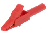 Bornă crocodil roșie 15A 4mm nichelată 300V