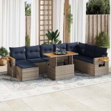 vidaXL Set mobilier de grădină cu perne, 10 piese, gri, poliratan 3327638