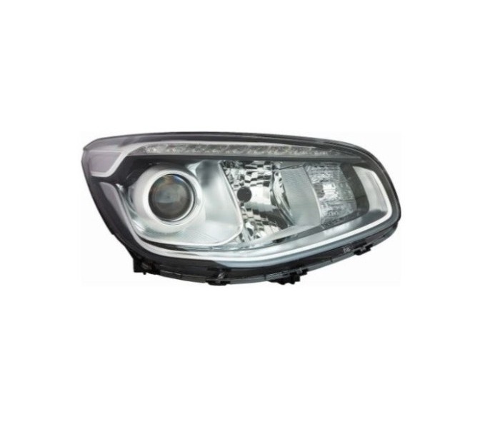 Far KIA SOUL (AM), 2016-12.2019, partea dreapta, DEPO, cu lentile; cu &amp;quot;lumina timp de zi&amp;quot; tip LED; H7+PY21W; electric; negru; cu motor; hal