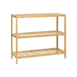 Suport pantofi KL268 cu 3 nivele, lemn masiv, capacitate 12 perechi, natur