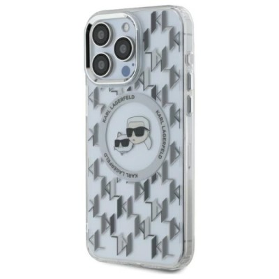 Husa pentru iPhone 16 Pro Max - Karl Lagerfeld IML MagSafe (KLHMP16XHMCKMHT) - Transparent Monogram Karl&amp;amp;Choupette Head foto