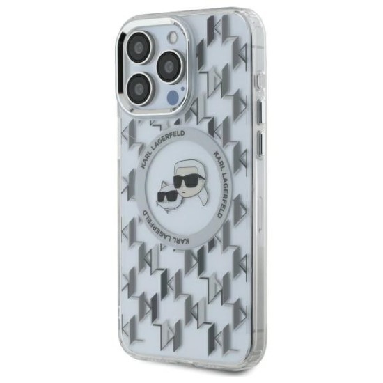 Husa pentru iPhone 16 Pro Max - Karl Lagerfeld IML MagSafe (KLHMP16XHMCKMHT) - Transparent Monogram Karl&amp;Choupette Head
