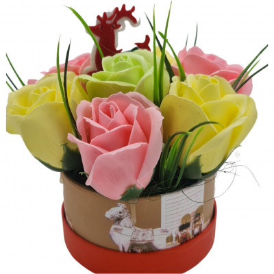 Aranjament floral deosebit, Craciun, 7 trandafiri, ren foto