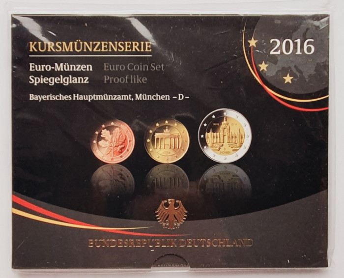 M01 Germania set monetarie 8 monede 2016 Munchen (D) UNC