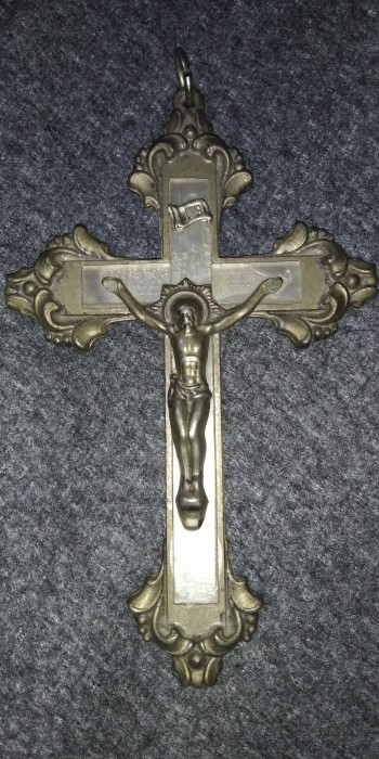 CRUCIFIX DEOSEBIT VINTAGE METAL ( BRONZ ) SIDEF