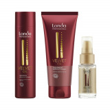 Pachet pentru par uscat, Londa Professional, Sampon Velvet oil 250ml + Tratament Velvet oil 200ml + Velvet Oil 100ml