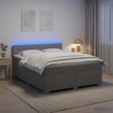 Cumpara ieftin Pat box spring cu saltea si LED Gri deschis 180 x 200 cm
