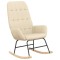 Scaun balansoar cu taburet, crem, material textil - 4