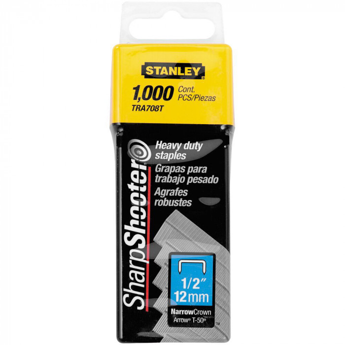 Stanley 1-TRA708T, capse 1/2 &quot; pentru aplicatii profesionale, 12mm, 1000 buc tip G 4/11/140, blister