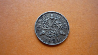 3 PENCE 1934 ARGINT ***** foto