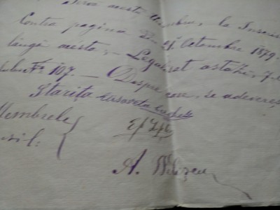 &amp;quot;Timbru de legalizare&amp;quot; din 1885, semnat de Elisaveta Cerchez stareță foto