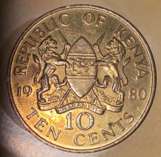 10 CENTS 1980 KENYA/NICKEL-BRONZ/ 9,45 g. /30,8 mm./moneda din poze... foto