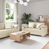 Set de canapea cu pernă 3 pcs Crem 219 x 77 x 82 cm țesătură
