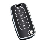 Husa Cheie Briceag Jeep, 4 Butoane, Tpu, Negru cu contur silver AutoProtect KeyCars, Oem