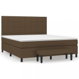 Cumpara ieftin Pat box spring cu saltea, maro inchis, 160x200 cm, textil