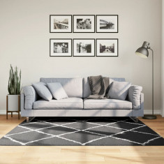 vidaXL Covor pufos "PAMPLONA" fire înalte negru/crem modern 160x160 cm