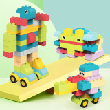 Set Educativ de Blocuri de Constructie - 60 Bucati Silicon Moi, Colorate in Cutie pentru Depozitare