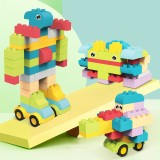 Set Educativ de Blocuri de Constructie - 60 Bucati Silicon Moi, Colorate in Cutie pentru Depozitare