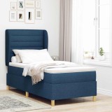Cumpara ieftin Pat cu arcuri cu saltea albastru 190 x 90 cm tesatura