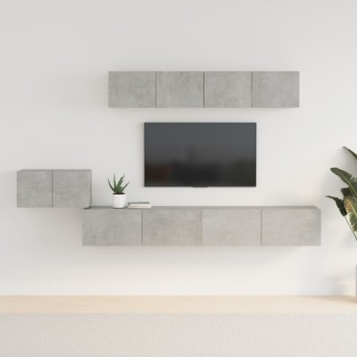 vidaXL Set dulap TV, 5 piese, gri beton, lemn prelucrat 3114433 foto