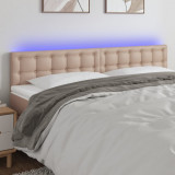 Tablie de pat cu LED cappuccino 180x5x78/88cm piele ecologica GartenMobel Dekor, vidaXL