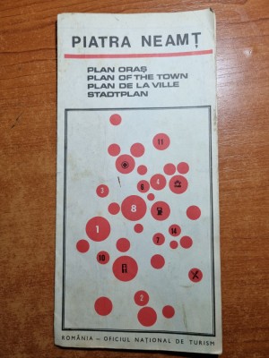 planul orasului piatra neamt din anul 1990 - dimensiuni 46/33 cm foto