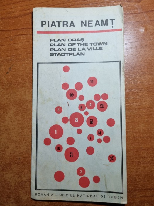 planul orasului piatra neamt din anul 1990 - dimensiuni 46/33 cm