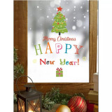 Cumpara ieftin Sticker Geam Craciun model Brad - Happy New Year 33x43cm